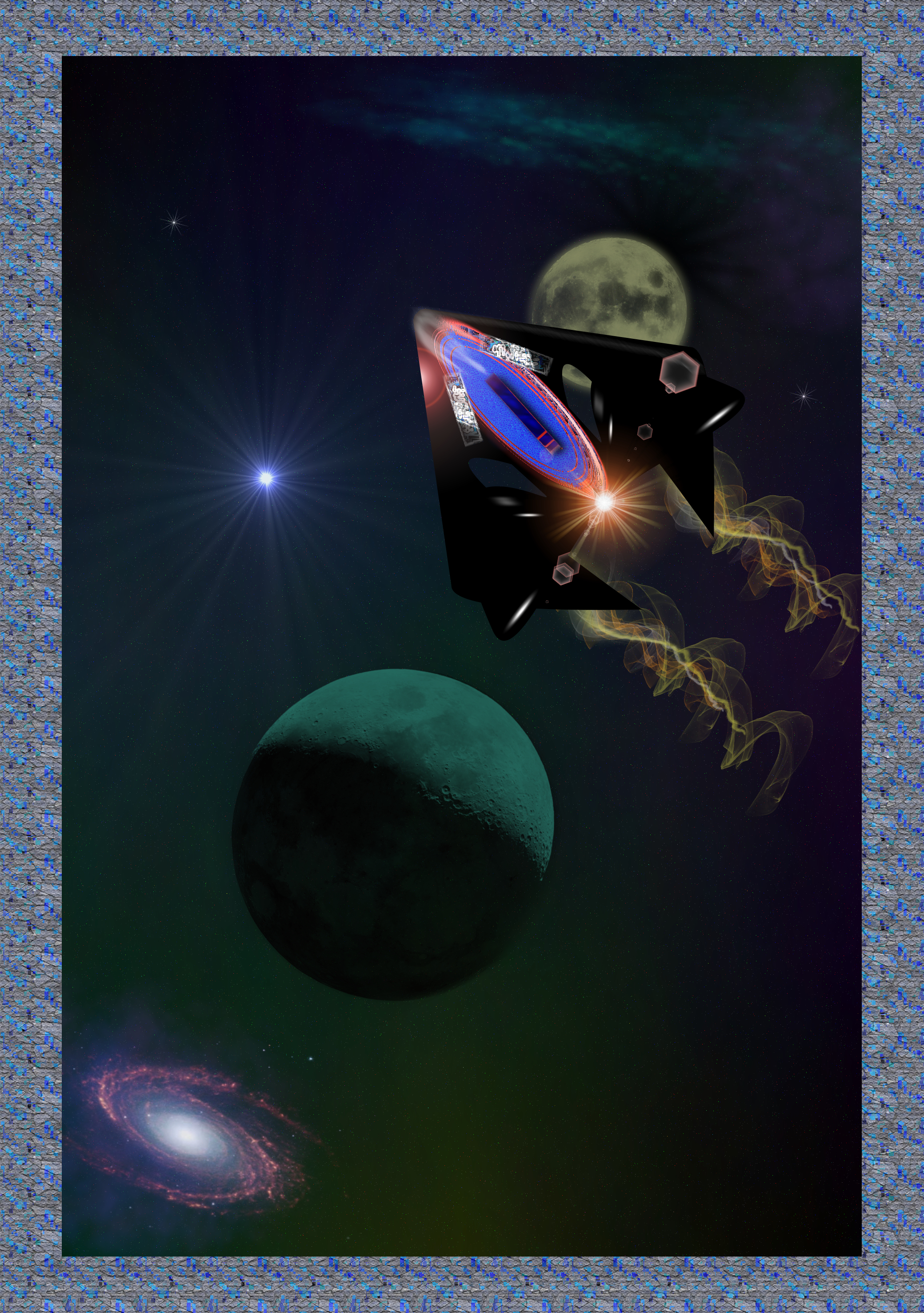 spaceship and planets