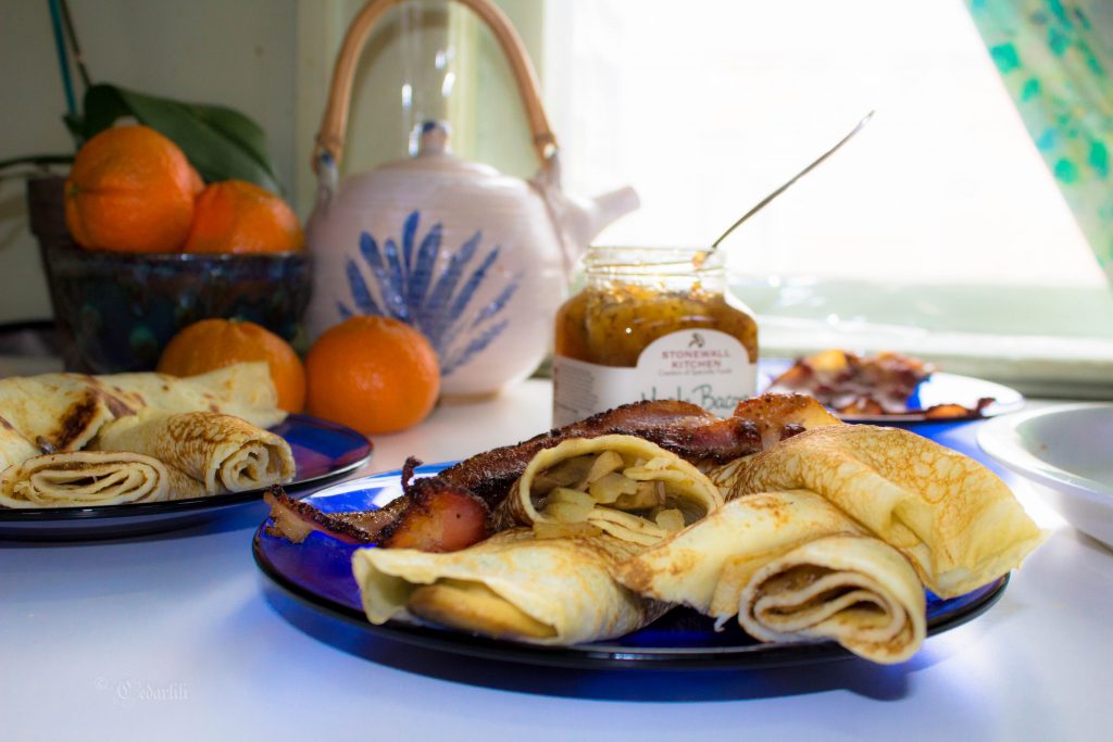 Marko Kloos's Crepes with Maple Bacon Onion Jam 