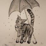 Sumi cat in the rain