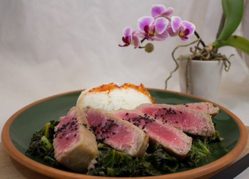 Tuna steak and rice